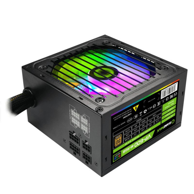 Блок живлення ATX 600W,RGB,МОДУЛЬНЫЙ,APFC, 12смвент, 80+Bronze GAMEMAX VP-600-M-RGB