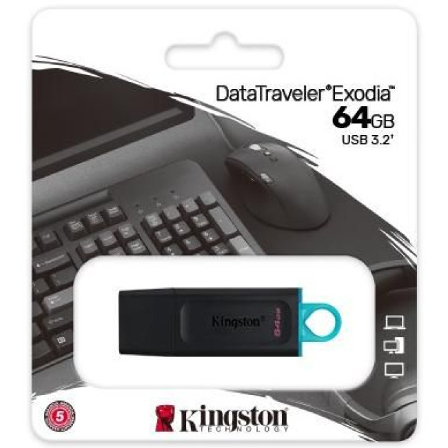 Флеш пам'ять USB 3.2 Gen 1 DataTraveler Exodia (Black + Teal) KINGSTON DTX/64GB