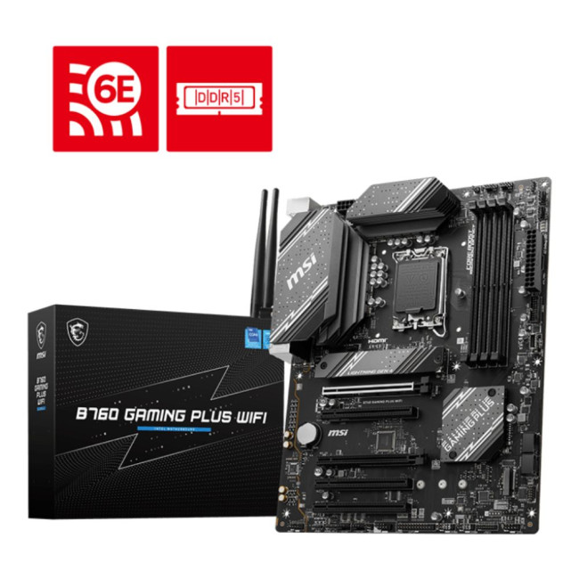материнська плата s1700/4DDR5/HDMI/DP/5PCIe/4SATA/2M.2/LAN2.5Gb MSI B760 GAMING PLUS WIFI