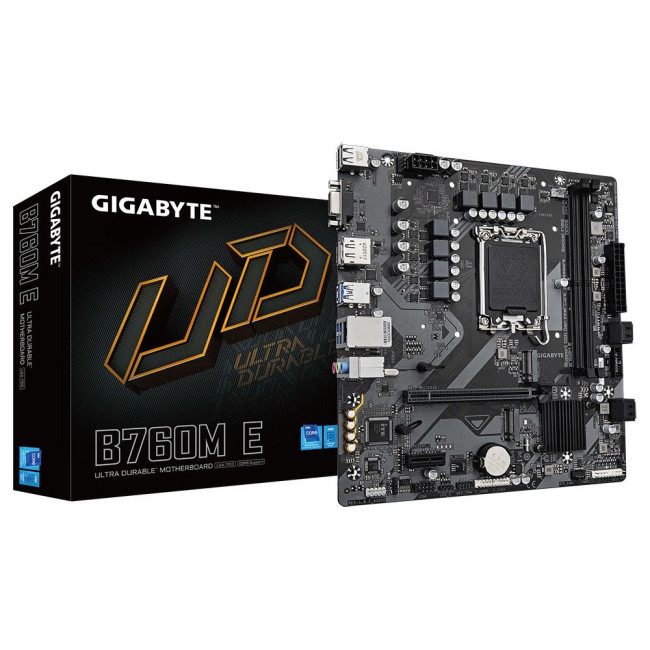 Mатеринська плата s1700 Intel B760 HDMI/DP/VGA 2xDDR5 2xM.2 GbE LAN mATX GIGABYTE B760M E