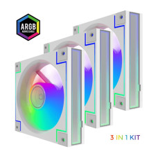 Кулер для корпусу  120мм  КІТ 3*120ммmm Black frame ARGB Fan 3 in 1 Kit GAMEMAX RD300 WH