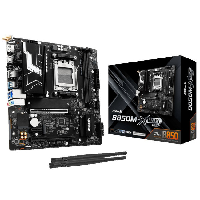 Mатеринська плата sAM5 AMD B850 HDMI/DP 3xM.2 2.5GbE LAN mATX ASROCK B850M-X WIFI R2.0