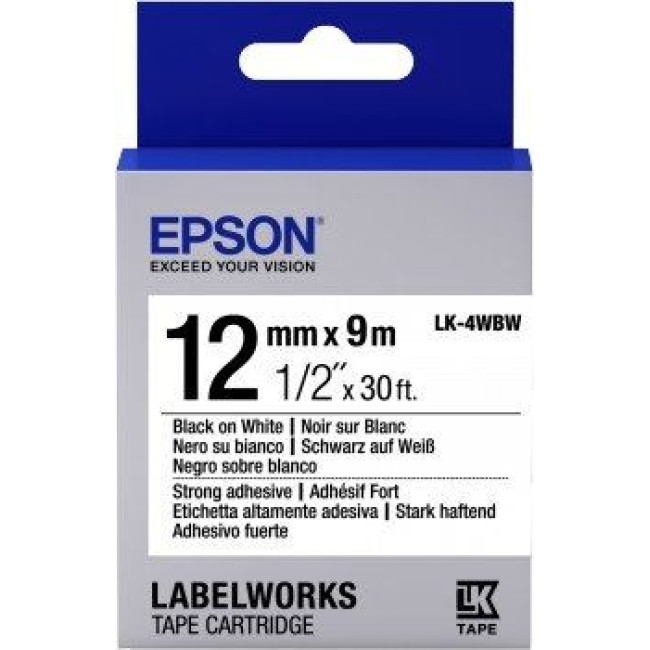 Стрічка для принтера EPSON Tape - LK4WBW Strng adh Blk/Wh (C53S654016)