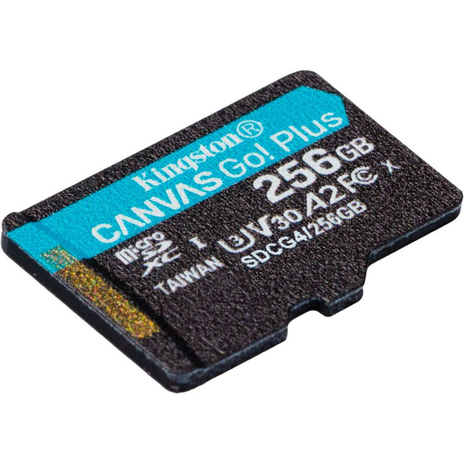 Карта пам'яті 256GB microSDXC Canvas Go Plus Gen4 200MB/s A2 U3 V30 Card + w/o ADP KINGSTON SDCG4/256GBSP