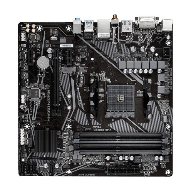 Материнська плата sAM4 AMD A520 DP/HDMI/DVI 4xDDR4 1xM.2 GbE Lan mATX GIGABYTE A520M DS3H AC