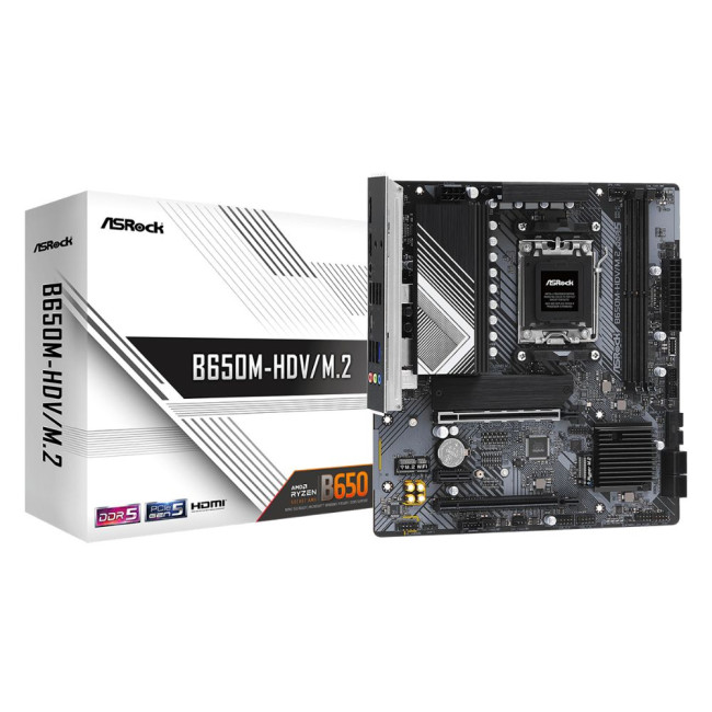 Mатеринська плата sAM5 AMD B650 HDMI/DP 3xM.2 2xDDR5 2.5GbE LAN mATX ASROCK B650M-HDV/M.2