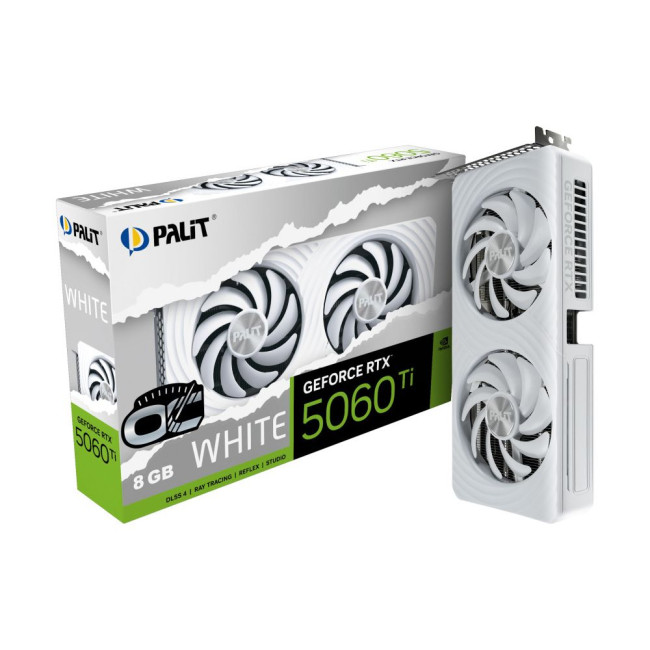 Відеокарта Palit NVIDIA RTX5060Ti WHITE OC 8GB GDDR7 128bit 3-DP HDMI PALIT-XPERTVISION RTX5060Ti WHITE OC 8GB GDDR7 (NE7506TU19P1-GB2062M)