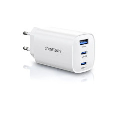 Мережевий зарядний пристрій Choetech GaN PD65W, 3 порти, 2*USB-C+A CHOETECH GaN PD65W 3Ports (PD9006)