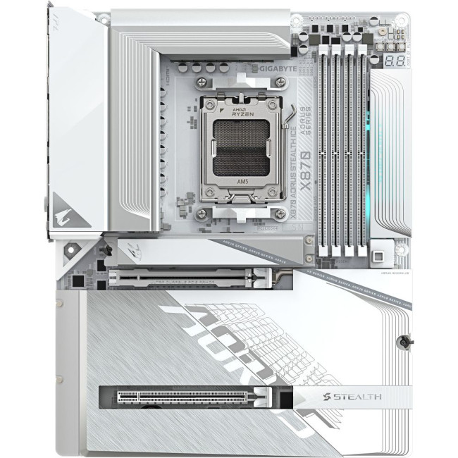 Mатеринська плата sAM5 AMD X870 HDMI/2xUSB4 Type-C 4xM.2 5GbE LAN ATX GIGABYTE X870 AORUS STEALTH ICE