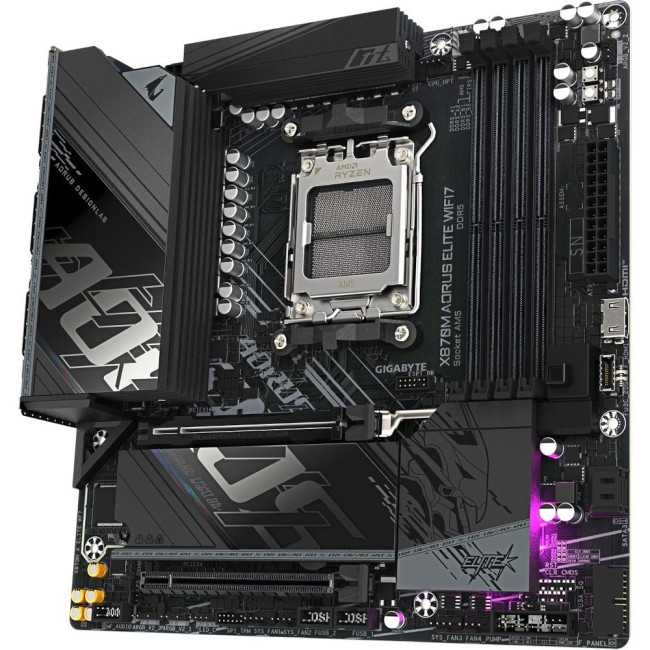 Mатеринська плата sAM5 AMD X870 2xHDMI/2xUSB4 2xM.2 2.5GbE LAN mATX GIGABYTE X870M AORUS ELITE WIFI7