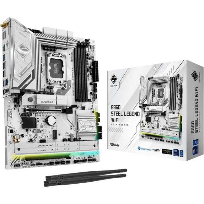 Mатеринська плата s1851 Intel B860 4xDDR5 DP/HDMI/TB4 4xM.2 2.5GbE LAN ATX ASROCK B860 STEEL LEGEND WIFI