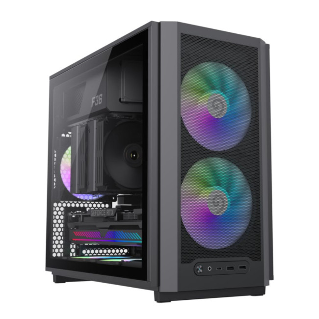 Корпус Micro ATX без блока живлення, чорний, загартоване скло, Mini Tower, M-ATX(200mm), Mini ITX GAMEMAX F36 BK