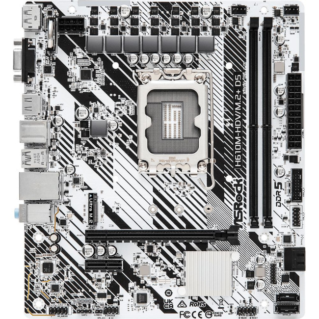 Mатеринська плата s1700 Intel H610 HDMI/DP/VGA 1xM.2 2xDDR5 GbE LAN mATX ASROCK H610M-HDV/M.2+ D5