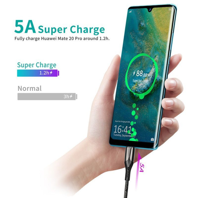 Кабель преміум якість USB 2.0, A-тато/C-тато, 5A, 1,2 м.