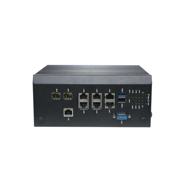 Мережевий шлюз Lanner ICS-P371F Intel Elkhart Lake X6425E with 1x DDR4 SO-DIMM 8GB, 6x 2.5GbE RJ45 with one pair by pass, 2x GbE SFP, 1x Console, 1x m.2 2242 SATA, 1x Micro SD, 1x 2.5