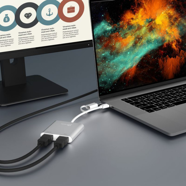 Адаптер-перехідник USB-C/A на 2 HDMI (2 незалежних екрани)
