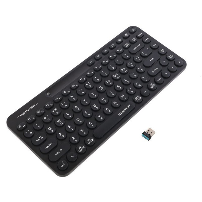 Клавіатура бездротова Fstyler, Bluetooth / 2.4 ГГц, з акумулятором, quiet key, чорний