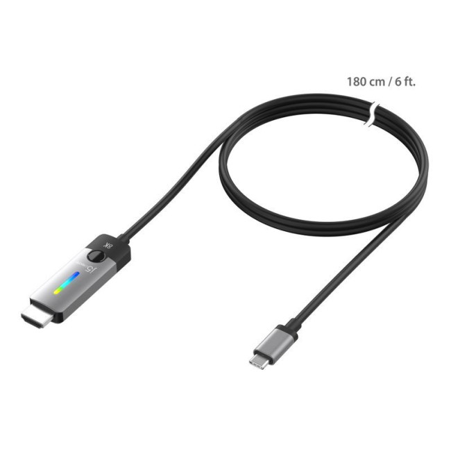 Кабель USB-C на HDMI, 8K 60 Гц, LED RGB 1.8 м