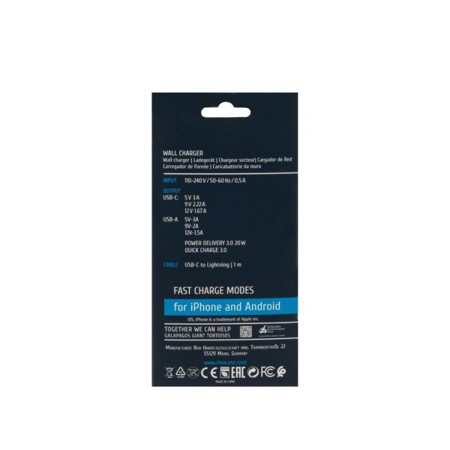 Мережевий зарядний пристрій, 2х USB-А + Type-C, PD 20W+QC3.0, кабель Type-C-Lighting, білий