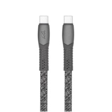 Кабель USB 2.0 Type-C/Type-C, тканинне обплетення, 2.1 м, 3А, 60 Вт, сірий