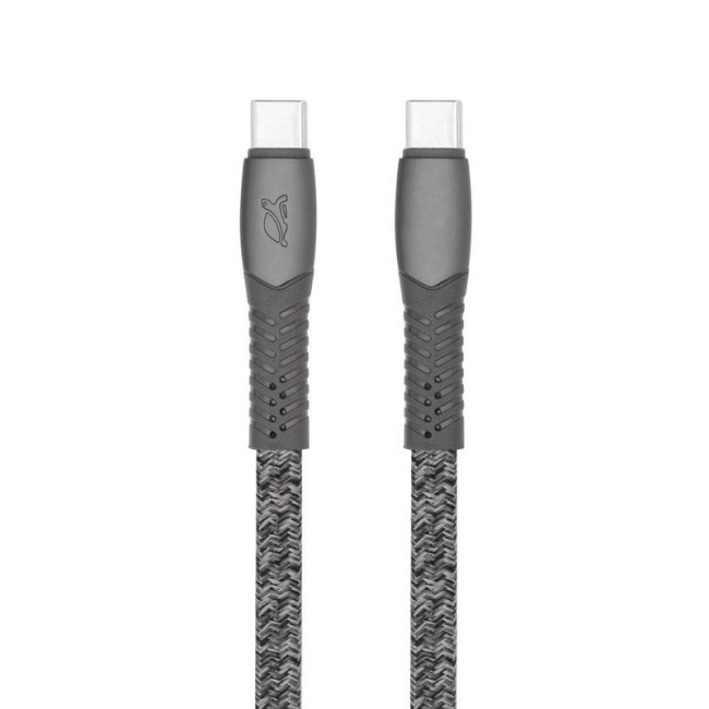 Кабель USB 2.0 Type-C/Type-C, тканинне обплетення, 2.1 м, 3А, 60 Вт, сірий