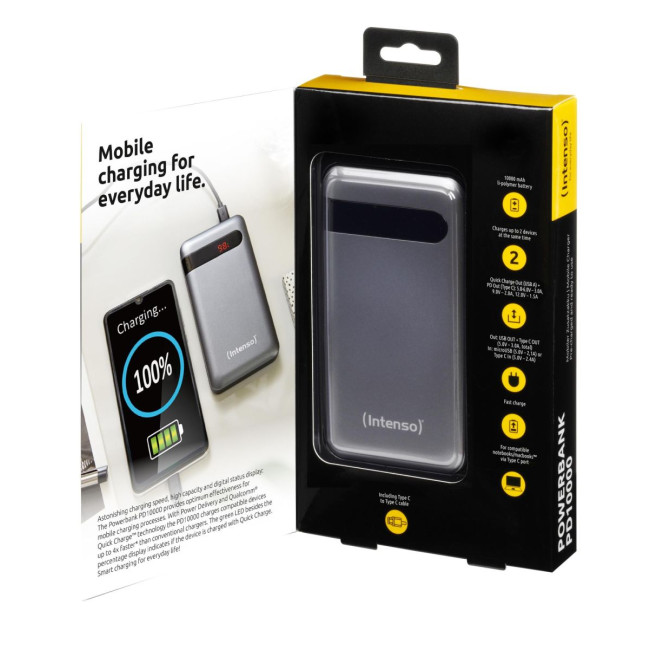 Портативний зарядний пристрій USB 10000MAH QC3.0 ANTHRACITE PD10000 INTENSO