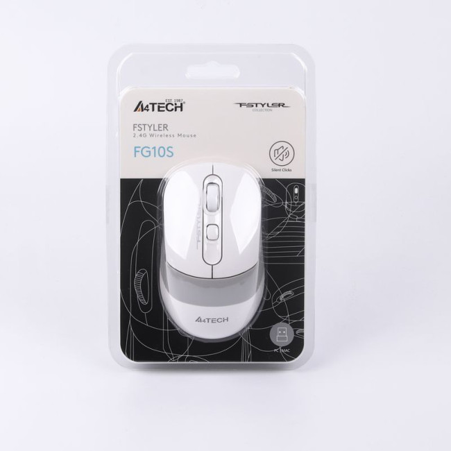 Миша бездротова безшумна Fstyler, USB, 2000 dpi, білий