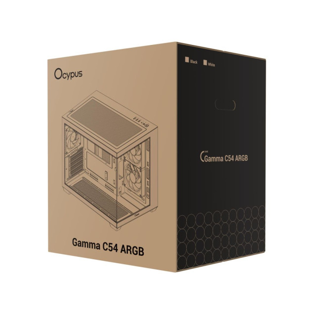 Корпус для комп'ютера MATX W/O PSU GAMMA C54 ARGB чорний (GAMMA-C54-BKD300XX-GL) OCYPUS