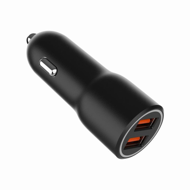 Автомобільний ЗП, 2xUSB-A (18W QC3.0), чорний