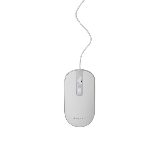 Оптична миша, USB інтерфейс, 1600 dpi, бiло-сiрий