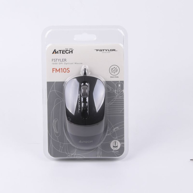 Миша дротова безшумна Fstyler, USB, 1600 dpi, сірий