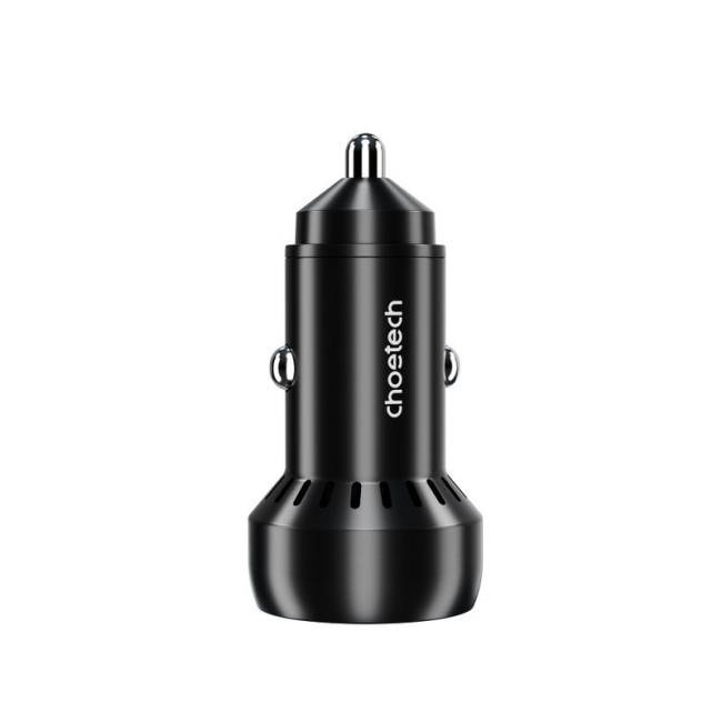 Автомобільний зарядний пристрій, USB-C+USB-A, 60Вт, QC3.0/PD/PPS, чорний