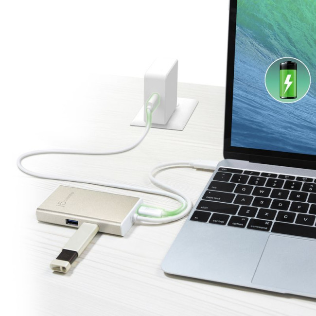Мультиадаптер USB-C 5-в-1 (хаб/HDMI/PD/LAN), сірий