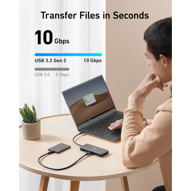 Перехідник Anker PowerExpand 8-in-1 - PD in 100W/HDMI/2xUSB-A/USB-C 10Gbps/LAN/SD Black