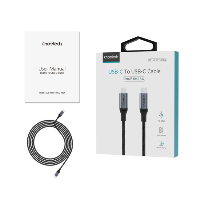 Кабель USB 2.0 C-тато/C-тато, 60 ватт, 2 м, преміум