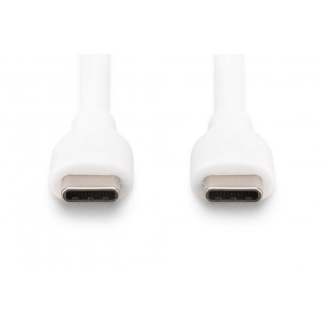 Кабель для зарядки USB-C, USB-C - USB-C 1 м, USB 2.0, 60W, силіконовий, білий AK-300341-010-W DIGITUS by ASSMANN