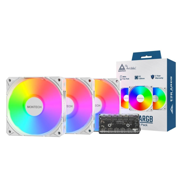 Набір із трьох вентиляторів для корпусу 120MM E28 ARGB 3 PACK (W) MONTECH