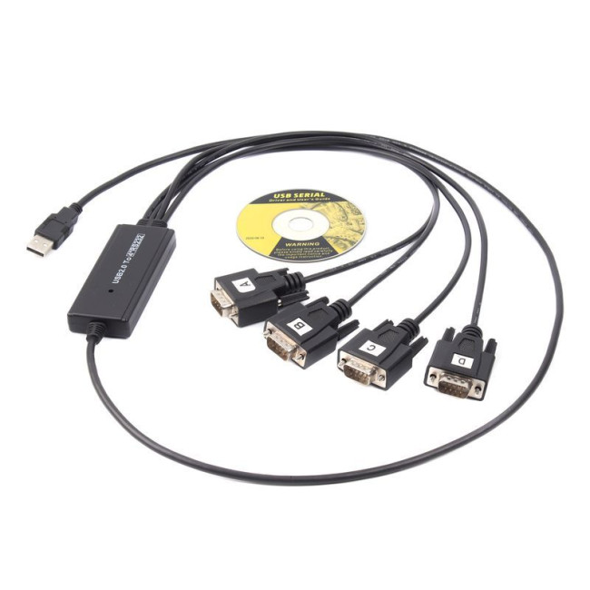 Кабель-перехідник USB 2.0-4х COM (9+25pin), 1.4 м