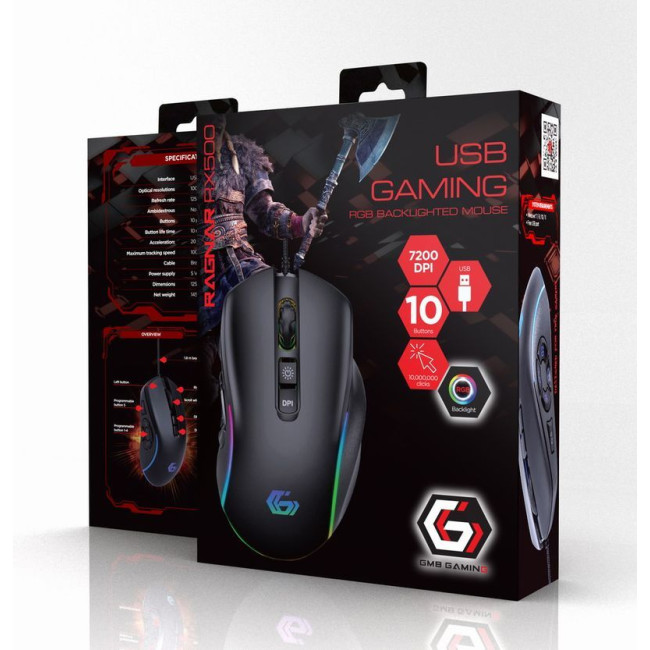 Оптична ігрова миша, 10 Buttons, USB, RGB, 7200 DPI