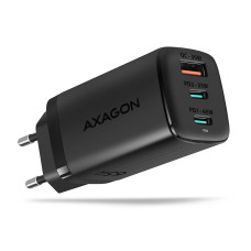 Мережевий зарядний пристрій AXAGON ACU-DPQ65, 3x port (USB + dual USB-C), PD3.0/QC4+/PPS/Apple, 65W, Чорний