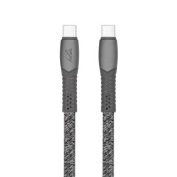 Кабель USB 2.0 Type-C/Type-C, тканинне обплетення, 1.2 м, 3 А, 60 Вт, сірий