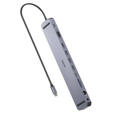 Док станція USB-C 11-в-1 (HDMI/VGA/LAN/картридер/USB-A/USB-C/Audio), алюміній