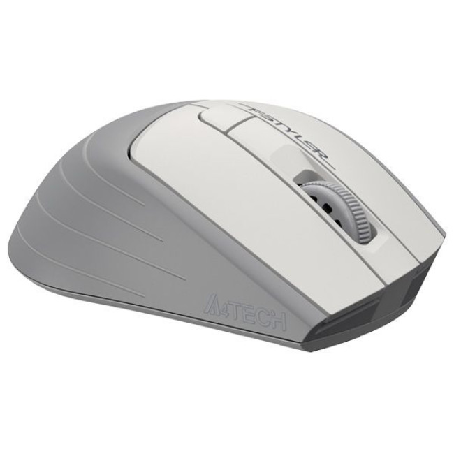 Миша бездротова безшумна Fstyler, USB, 2000 dpi, сірий+білий