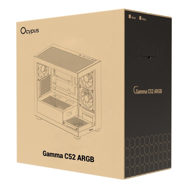 Корпус для комп'ютера MATX W/O PSU GAMMA C52 BK ARGB (GAMMA-C52-BKD300XX-GL) OCYPUS