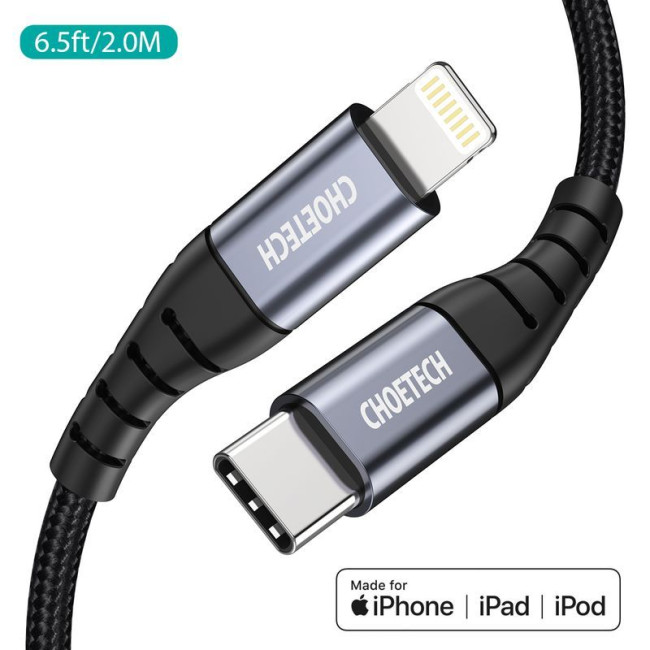 Кабель MFI, USB 2.0 Power Delivery (PD), C-тато/Lightning, 2 м