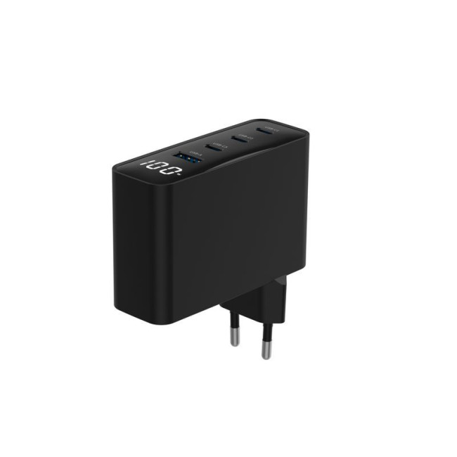 Мережевий ЗП, 1xUSB-A (QC3.0 30W)+3xType-C (PD 100W), чорний