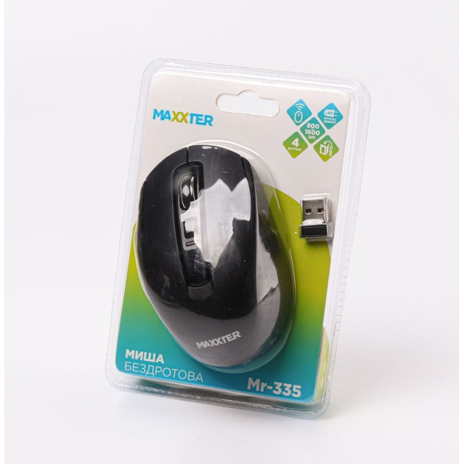 Миша бездротова, USB, 1600 dpi, чорна