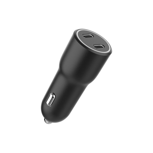 Автомобільний ЗП, 2xUSB-C (PD 20W), чорний