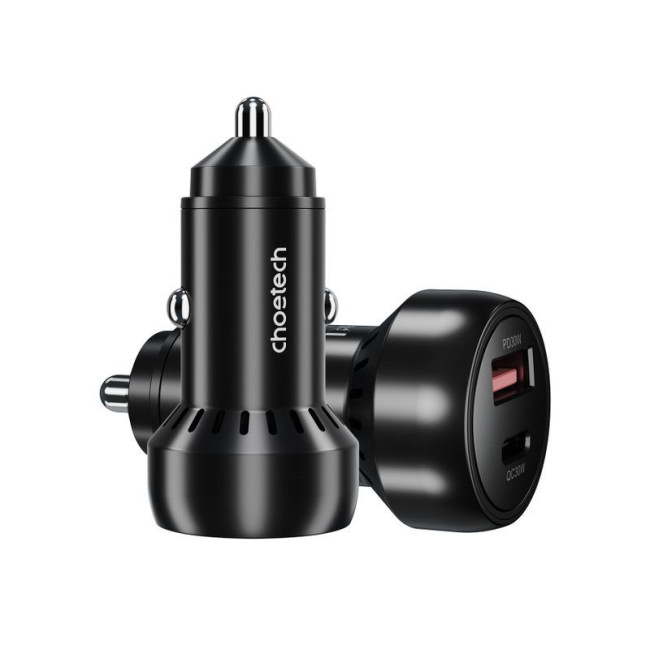 Автомобільний зарядний пристрій, USB-C+USB-A, 60Вт, QC3.0/PD/PPS, чорний