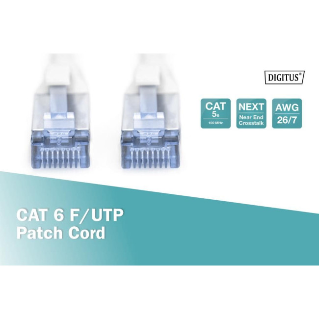 Патч-корд CAT 5e F-UTP, Cu, PVC AWG 26/7, довжина 3 м, колір сірий DK-1521-030 DIGITUS by ASSMANN